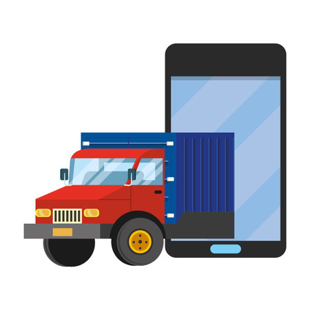 truck with cellphoneのイラスト素材