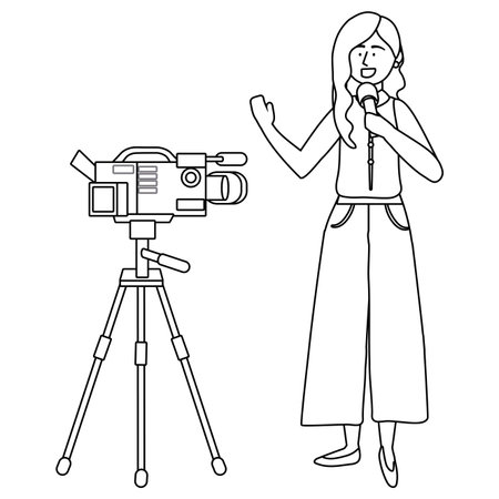 Broadcasting reportage design, News media communication journalism information and digital theme Vector illustrationのイラスト素材