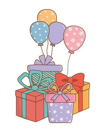 birthday party festive cartoonのイラスト素材