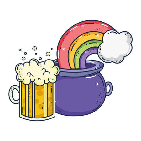 jar beer and treasure cauldron saint patrick day vector illustration designのイラスト素材
