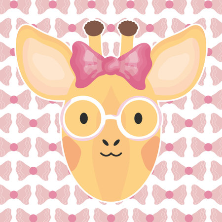 cute female giraffe childish character vector illustration designのイラスト素材