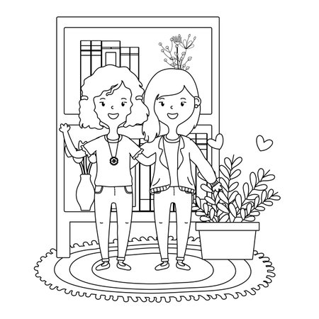 Teenager girls design, Friends female people young teen beautiful and woman theme Vector illustrationのイラスト素材