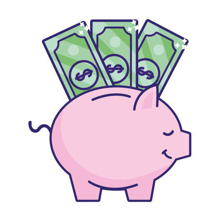 saving money business accounting finance elements cartoon vector illustration graphic designのイラスト素材
