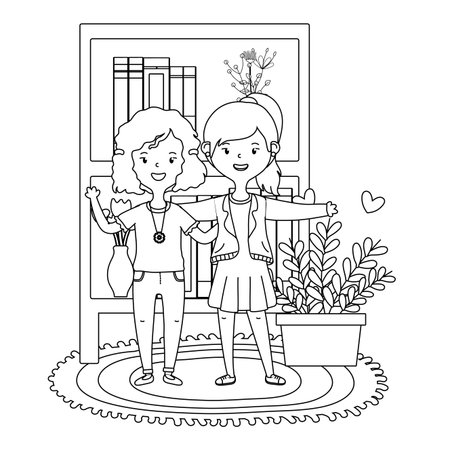 Teenager girls design, Friends female people young teen beautiful and woman theme Vector illustrationのイラスト素材