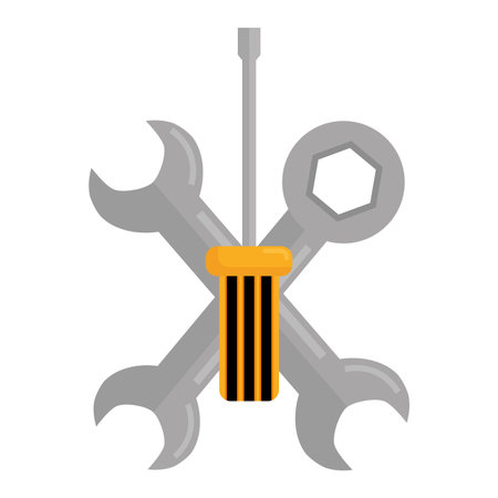 wrench keys tools crossed and screwdriverのイラスト素材