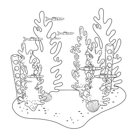 beautiful undersea scene iconのイラスト素材