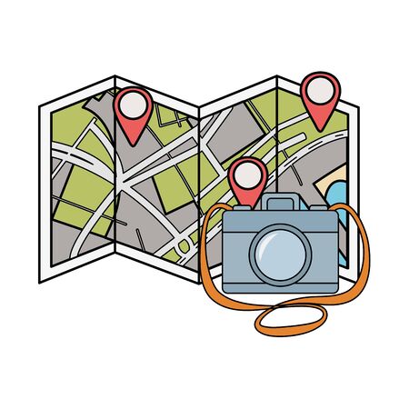 map and camera for travel  iconのイラスト素材