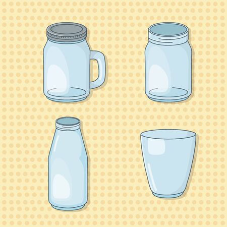 set of glass beverages potsのイラスト素材