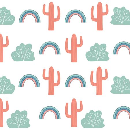 Cactus plant with rainbow Background designのイラスト素材