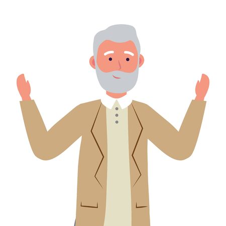 old man avatar cartoon character isolated vector illustration graphic designのイラスト素材