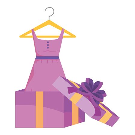 Gift and dress design, Present holiday christmas shopping celebration surprise and buy theme Vector illustrationのイラスト素材