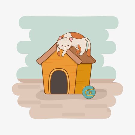 cute little kitty mascot character vector illustration designのイラスト素材