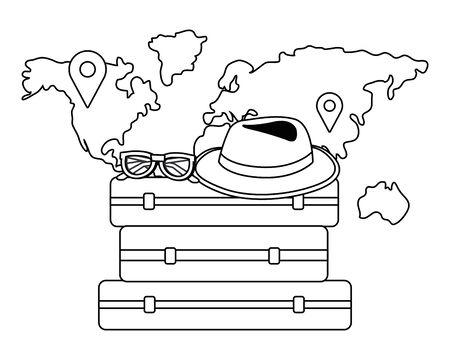 Suitcase design, Travel baggage luggage bag tourism vacation and trip theme Vector illustrationのイラスト素材