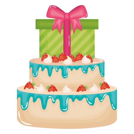 gift box present with sweet cakeのイラスト素材