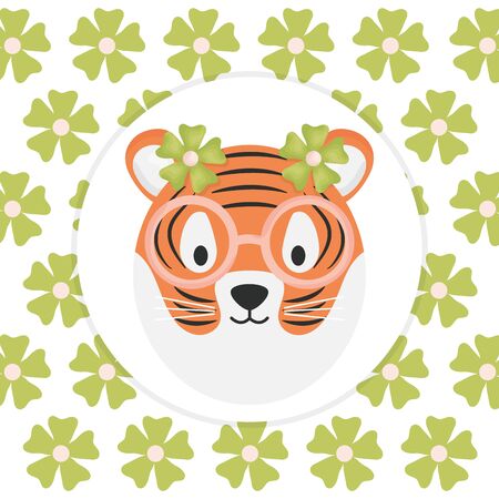 cute female tiger childish characterのイラスト素材