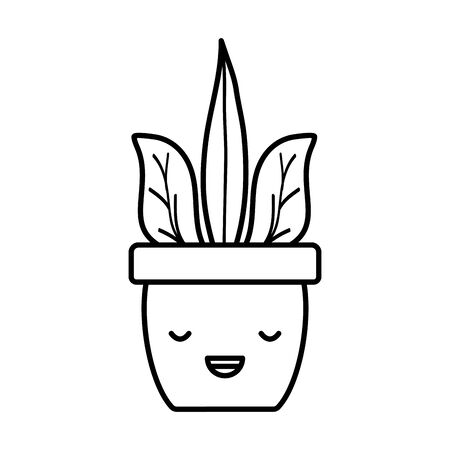 house plant in ceramic pot kawaii character vector illustration designのイラスト素材
