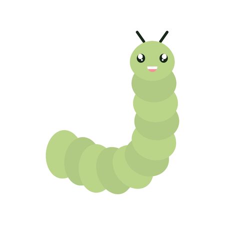cute little worm kawaii characterのイラスト素材