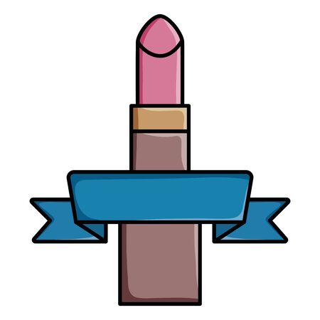 lipstick make up with ribbon pop art styleのイラスト素材