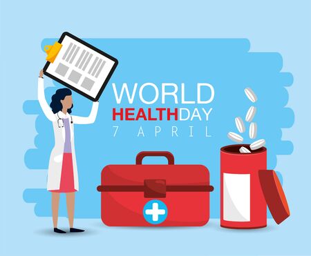 woman doctor with check list to health dayのイラスト素材