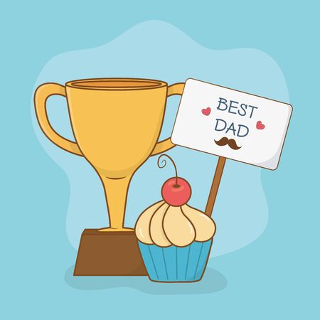 happy fathers day card with trophy cupのイラスト素材