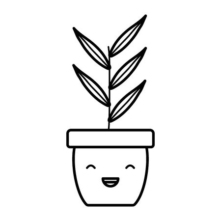 house plant in ceramic pot kawaii character vector illustration designのイラスト素材