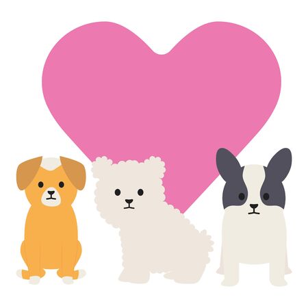 little dogs adorables mascots with heartのイラスト素材