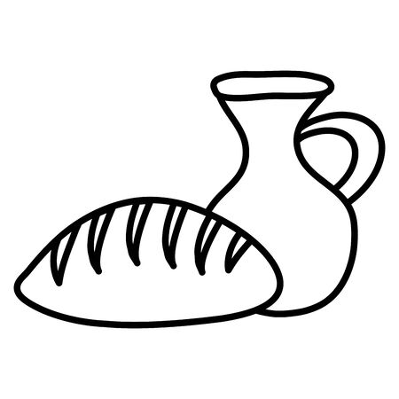 jar canteen pot with breadのイラスト素材