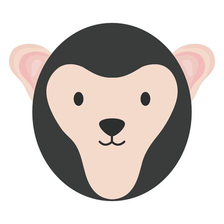 cute monkey head childish character vector illustration designのイラスト素材