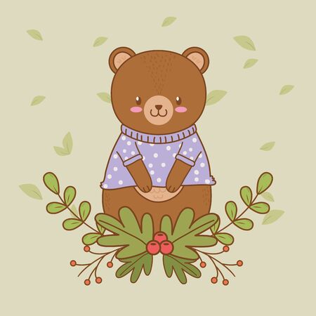 cute bear woodland characterのイラスト素材