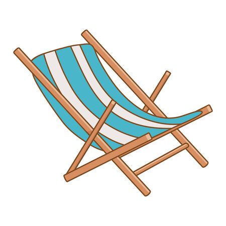 Tourist trip summer travel blue and white wooden beach chair isolated adventure exploration vector illustration graphic designのイラスト素材