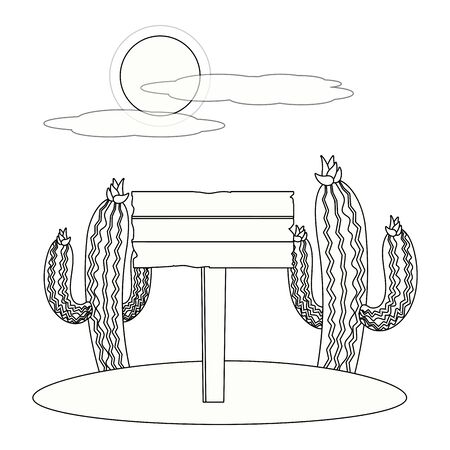 wooden sign cartoonのイラスト素材