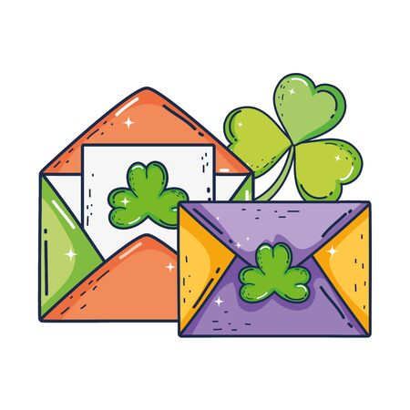 envelopes with clover st patrick invitationのイラスト素材