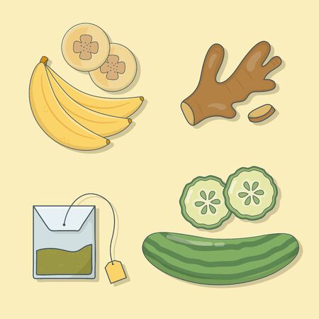 healthy preparation set iconsのイラスト素材