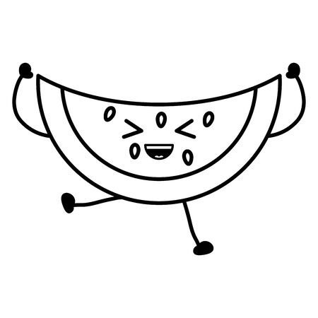 delicious watermelon fruit characterのイラスト素材
