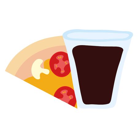 delicious italian pizza and soda glassのイラスト素材