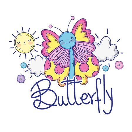 beautiful butterfly with calligraphy character vector illustration designのイラスト素材