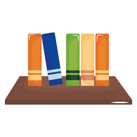 schooldesk wooden with pile booksのイラスト素材