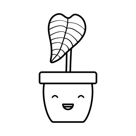 house plant in ceramic pot characterのイラスト素材