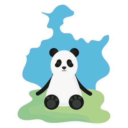 cute bear panda in the camp childish characterのイラスト素材