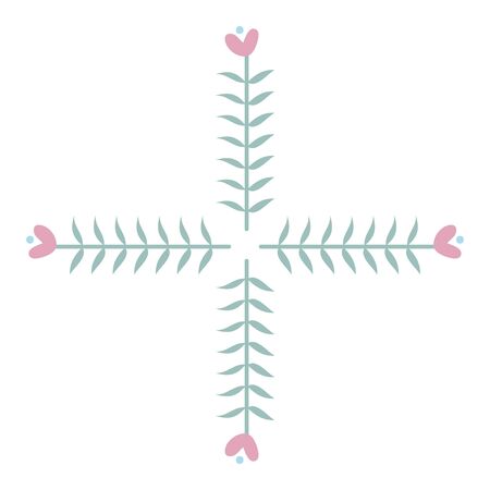 frame lines crossed with hearts boho styleのイラスト素材