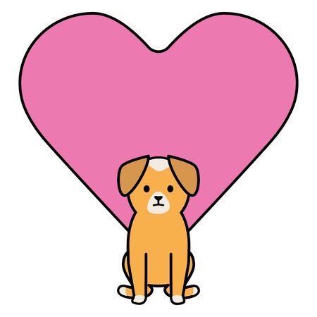 little dog adorable mascot with heartのイラスト素材
