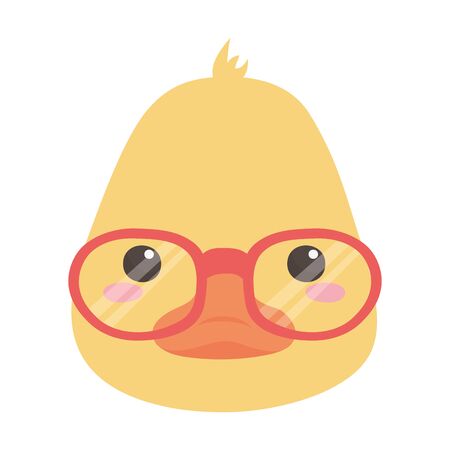 Duck cartoon with glasses designのイラスト素材