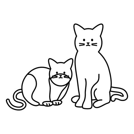 cute cats mascots adorables charactersのイラスト素材