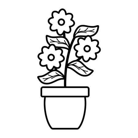 flowers garden and leafs in ceramic pot decorationのイラスト素材