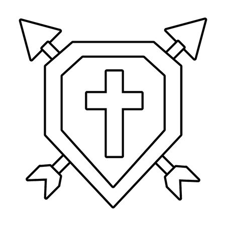 Shield design, Security protection emblem banner heraldic medieval and insignia theme Vector illustrationのイラスト素材