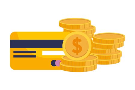Coins and credit card design, Money financial item commerce market payment  invest and buy theme Vector illustrationのイラスト素材