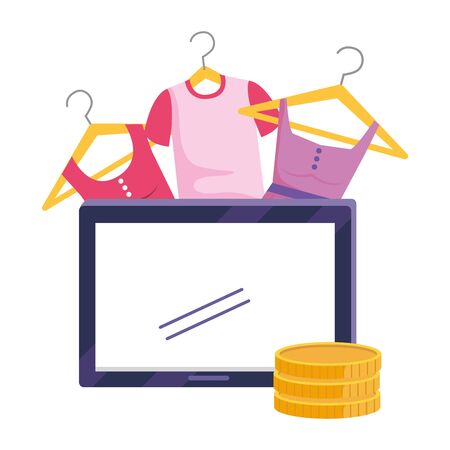 Tablet design, Store shopping online ecommerce media market and internet theme Vector illustrationのイラスト素材