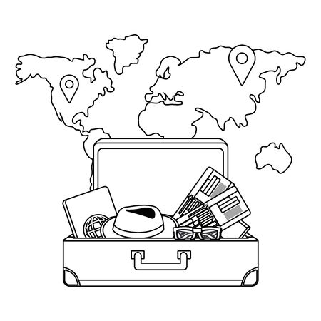 Suitcase design, Travel baggage luggage bag tourism vacation and trip theme Vector illustrationのイラスト素材