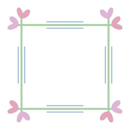square frame with hearts decorative boho style vector illustration designのイラスト素材