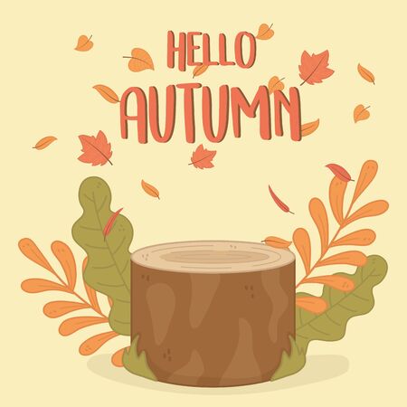 autumn season trunk and leafs vector illustration designのイラスト素材